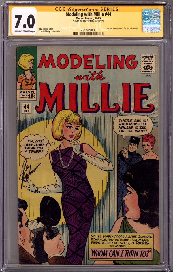 Modeling with Millie 44 CGC 7.0 (FN/VF) (1965) Signed x1 Cover Roy Thomas
