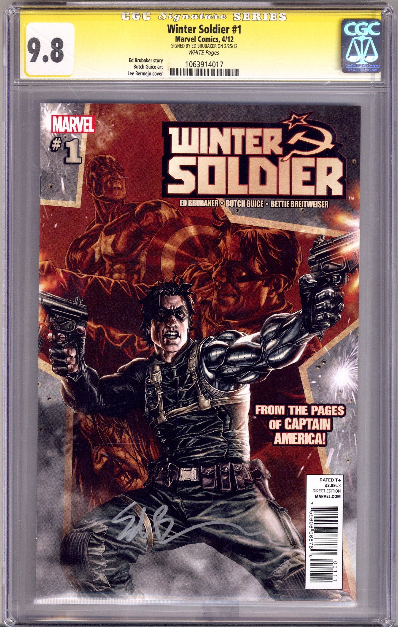 Winter Soldier Vol 1 1 CGC 9.8 (NM/M)   (2012)        Signed x1 Cover Ed Brubaker 