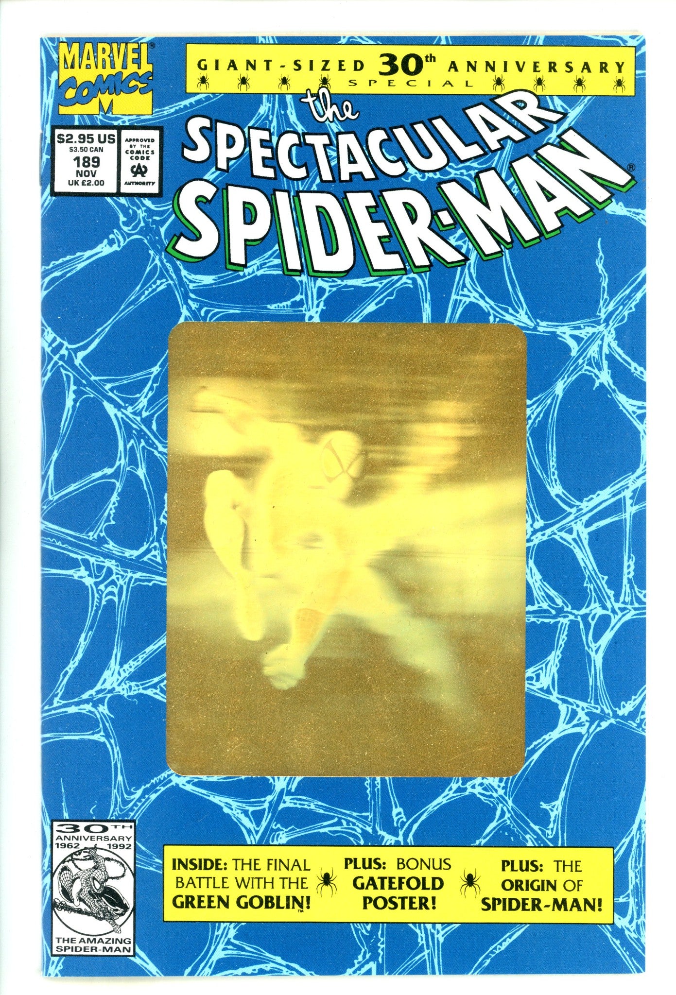 The Spectacular Spider-Man Vol 1 189 NM- (9.2) (1992) Gold Foil 2nd Print 