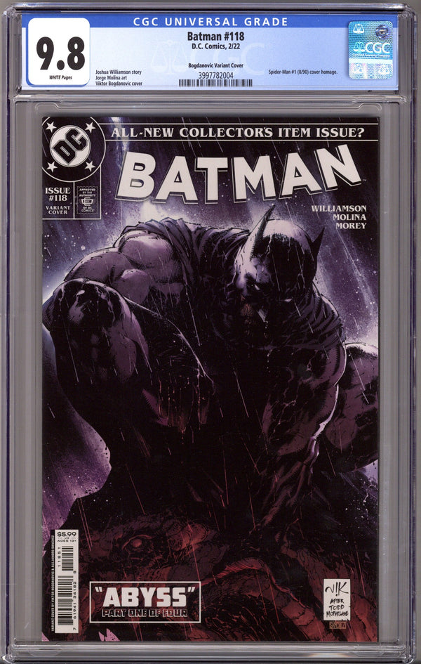 Batman Vol 3 118 CGC 9.8 (NM/M) (2022) Bogdanovic Homage Variant