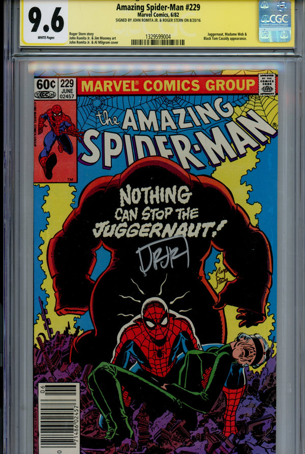 The Amazing Spider-Man Vol 1 229 CGC 9.6 (NM+) (1982) Newsstand Signed x2 Cover John Romita Jr & Roger Stern