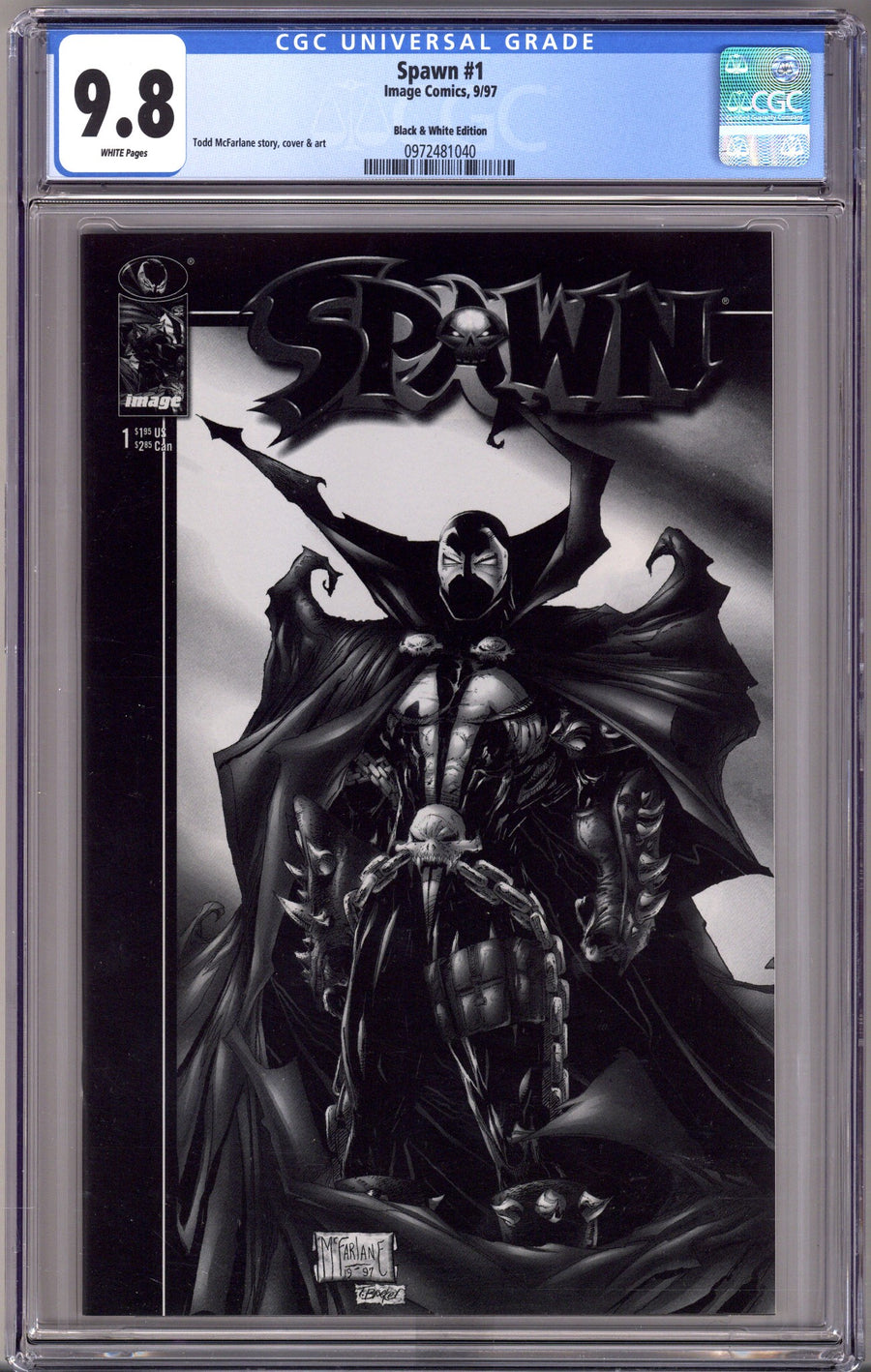 Spawn   1 CGC 9.8 (NM/M) Black & White Edition  (1997)        