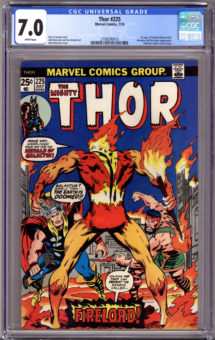 Thor Vol 1 225 CGC 7.0 (FN/VF)   (1974)        