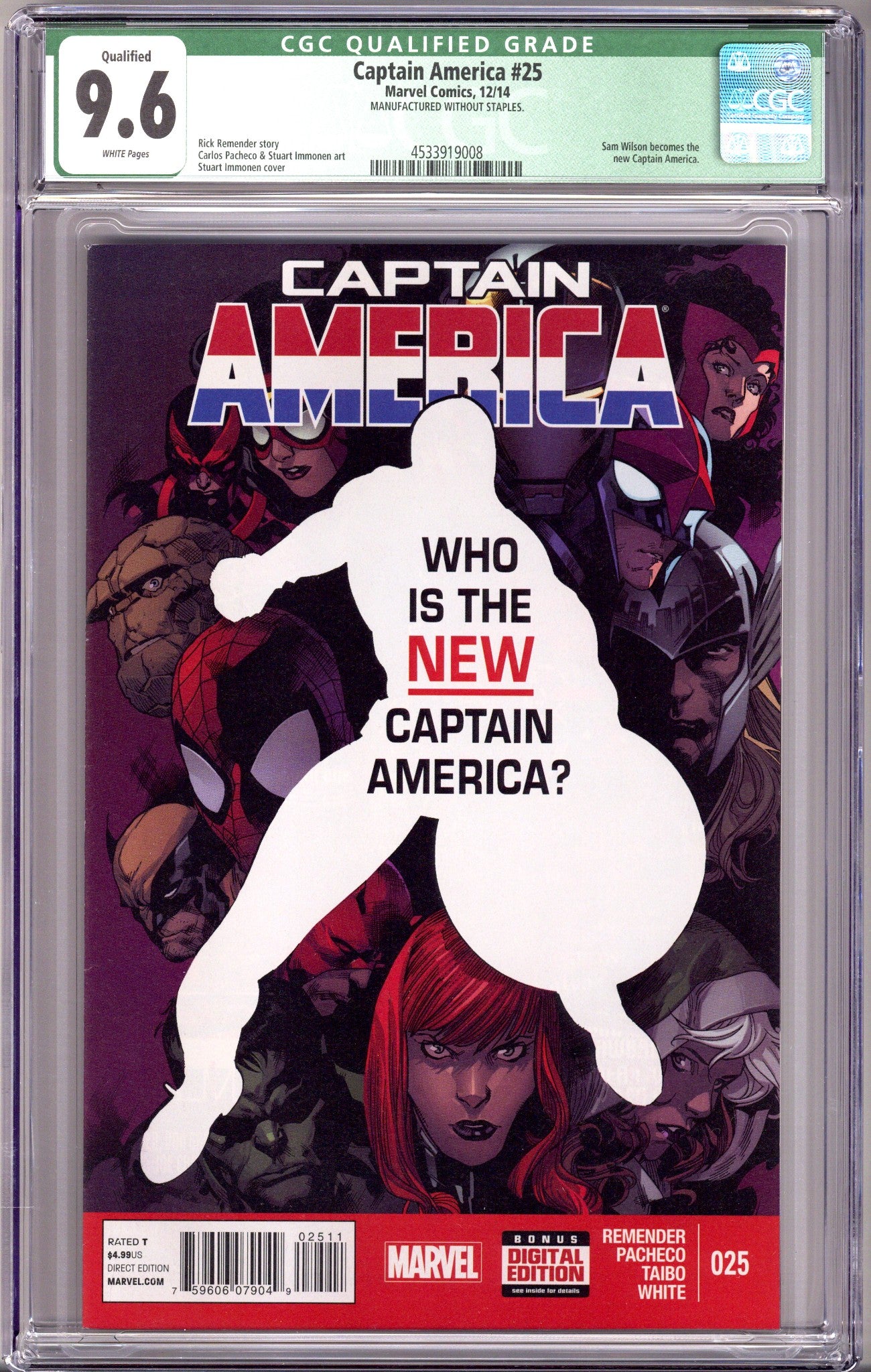 Captain America Vol 7 25 CGC 9.6 (NM+) Manufactured W/O Staples (2014)