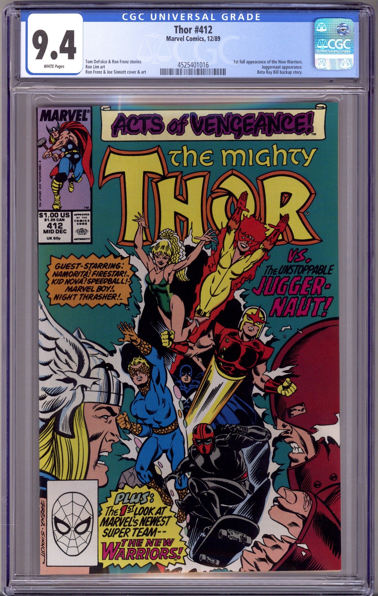 Thor Vol 1 412 CGC 9.4 (NM) (1989)