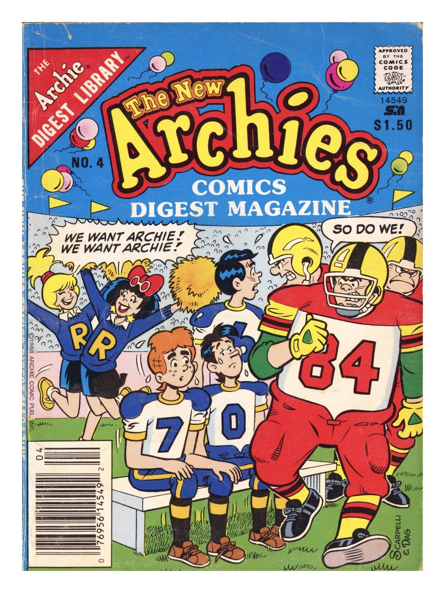 The New Archies Comics Digest Magazine 4 Low Grade (1988) Canadian Price Variant 