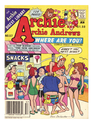 Archie... Archie Andrews, Where Are You? Comics Digest Magazine 57 Mid Grade (1988) Canadian Price Variant