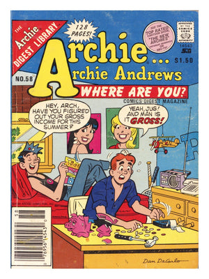 Archie... Archie Andrews, Where Are You? Comics Digest Magazine 58 Low Grade (1988) Canadian Price Variant