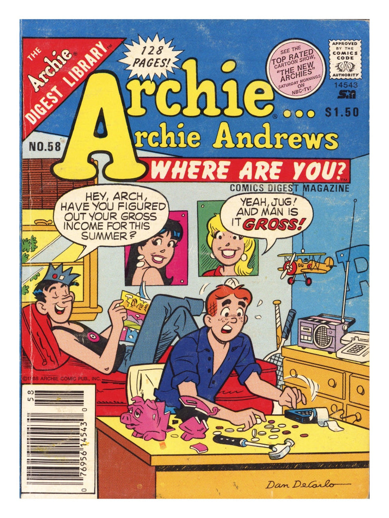 Archie... Archie Andrews, Where Are You? Comics Digest Magazine 58 Low Grade (1988) Canadian Price Variant 