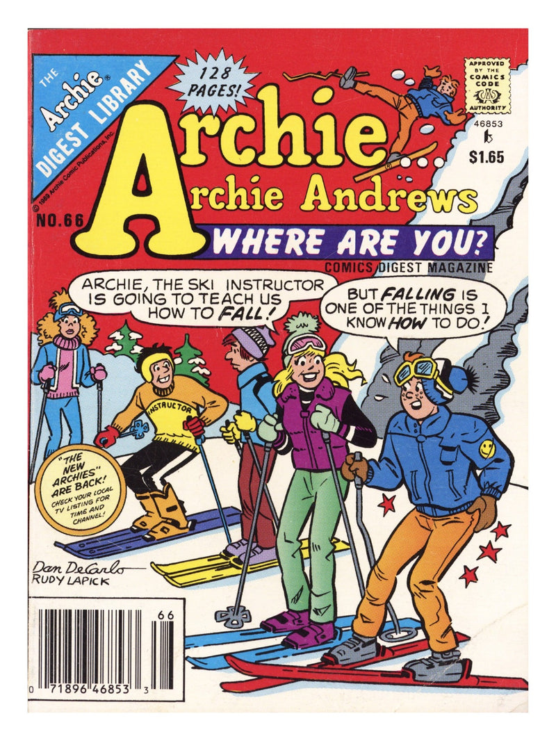 Archie... Archie Andrews, Where Are You? Comics Digest Magazine 66 Low Grade (1990) Canadian Price Variant 