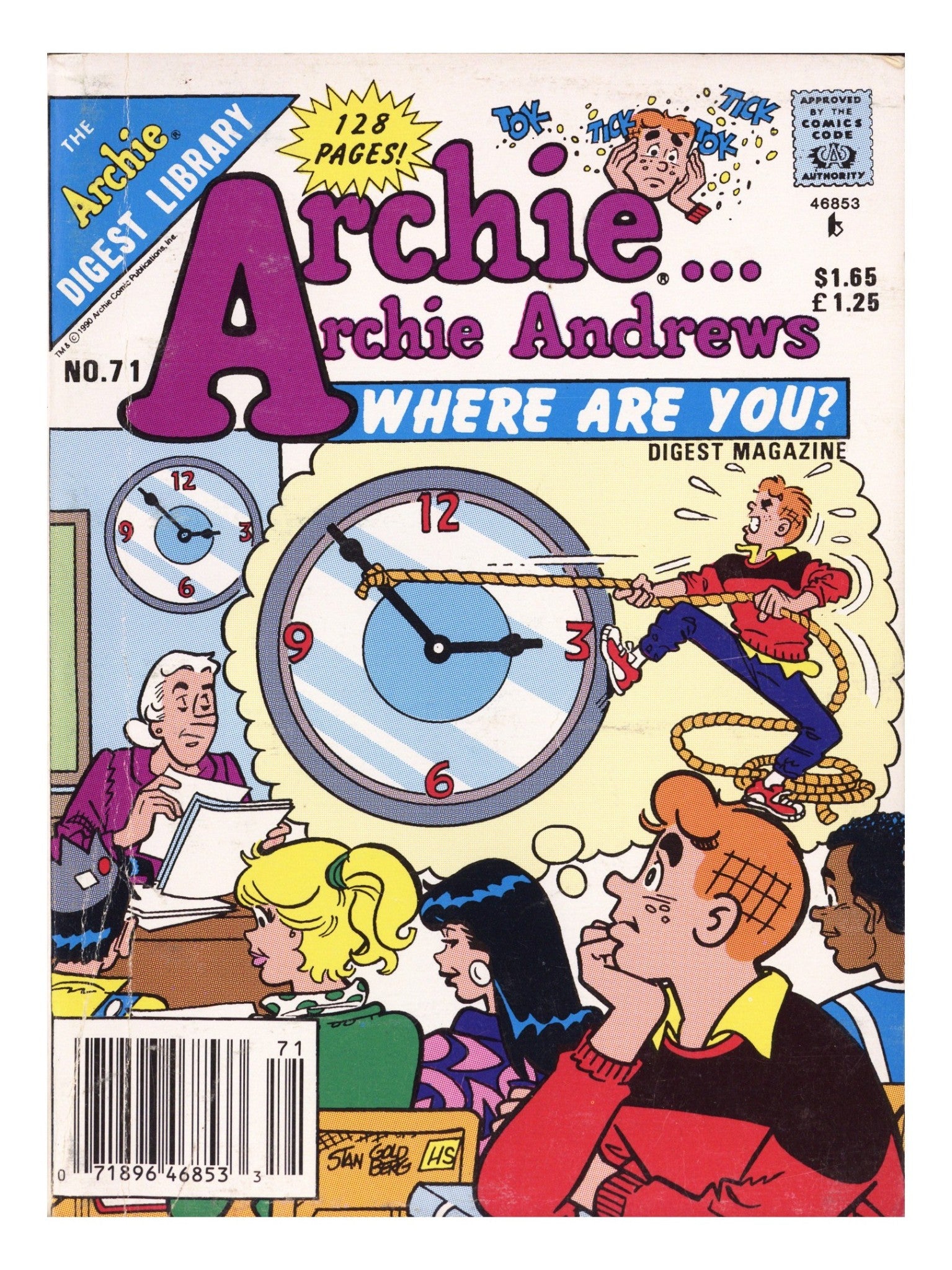 Archie... Archie Andrews, Where Are You? Comics Digest Magazine 71 Low Grade (1990) Canadian Price Variant 