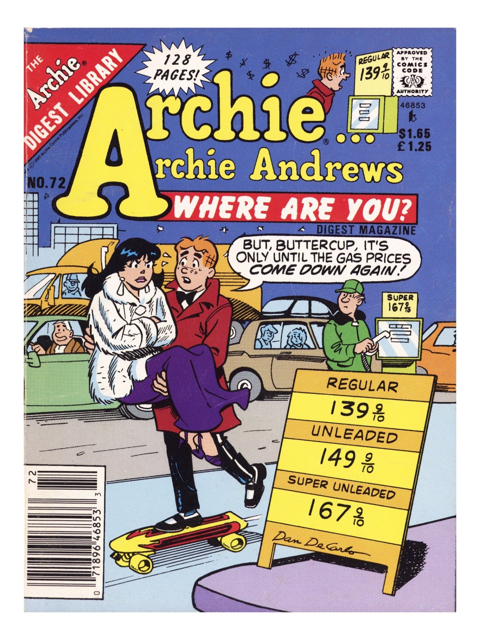 Archie... Archie Andrews, Where Are You? Comics Digest Magazine 72 Low Grade (1991) Canadian Price Variant 