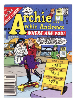 Archie... Archie Andrews, Where Are You? Comics Digest Magazine 72 Low Grade (1991) Canadian Price Variant