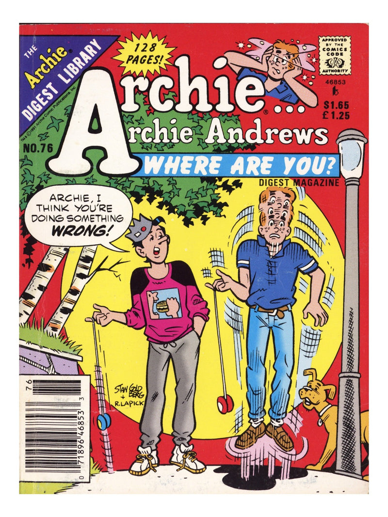 Archie... Archie Andrews, Where Are You? Comics Digest Magazine 76 Low Grade (1991) Canadian Price Variant 
