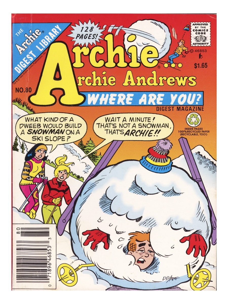 Archie... Archie Andrews, Where Are You? Comics Digest Magazine 80 Low Grade (1992) Canadian Price Variant 