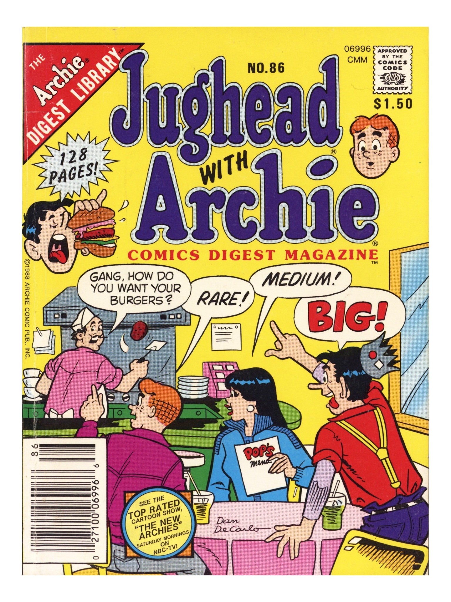 Jughead with Archie Digest 86 Mid Grade (1988) Canadian Price Variant 