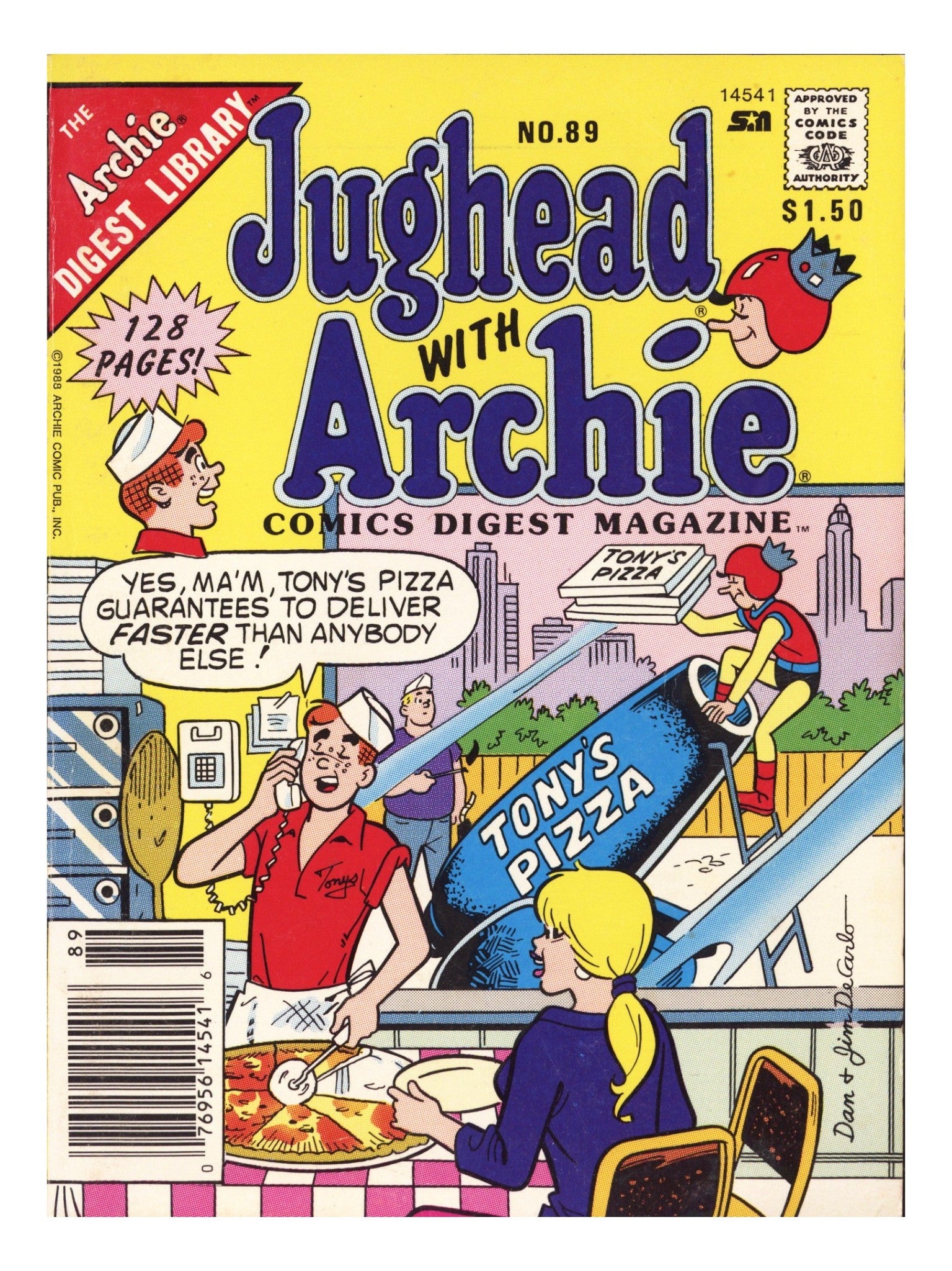 Jughead with Archie Digest 89 Low Grade (1988) Canadian Price Variant 