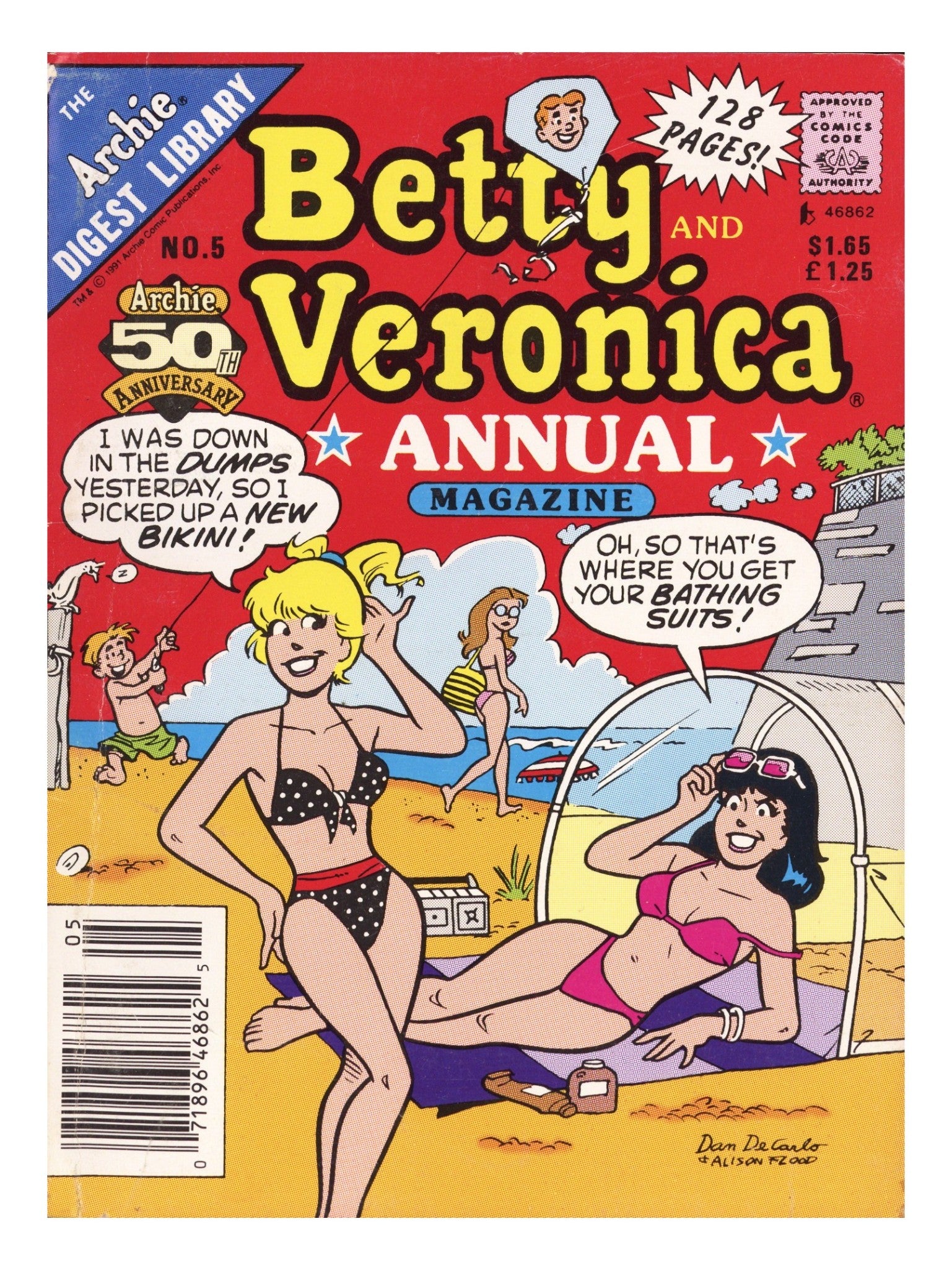 Betty and Veronica Annual Digest Magazine 5 Low Grade (1991) Canadian Price Variant 
