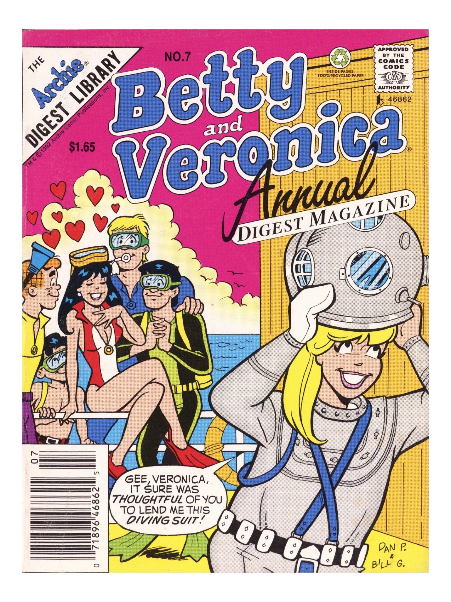 Betty and Veronica Annual Digest Magazine 7 Mid Grade (1992) Canadian Price Variant 