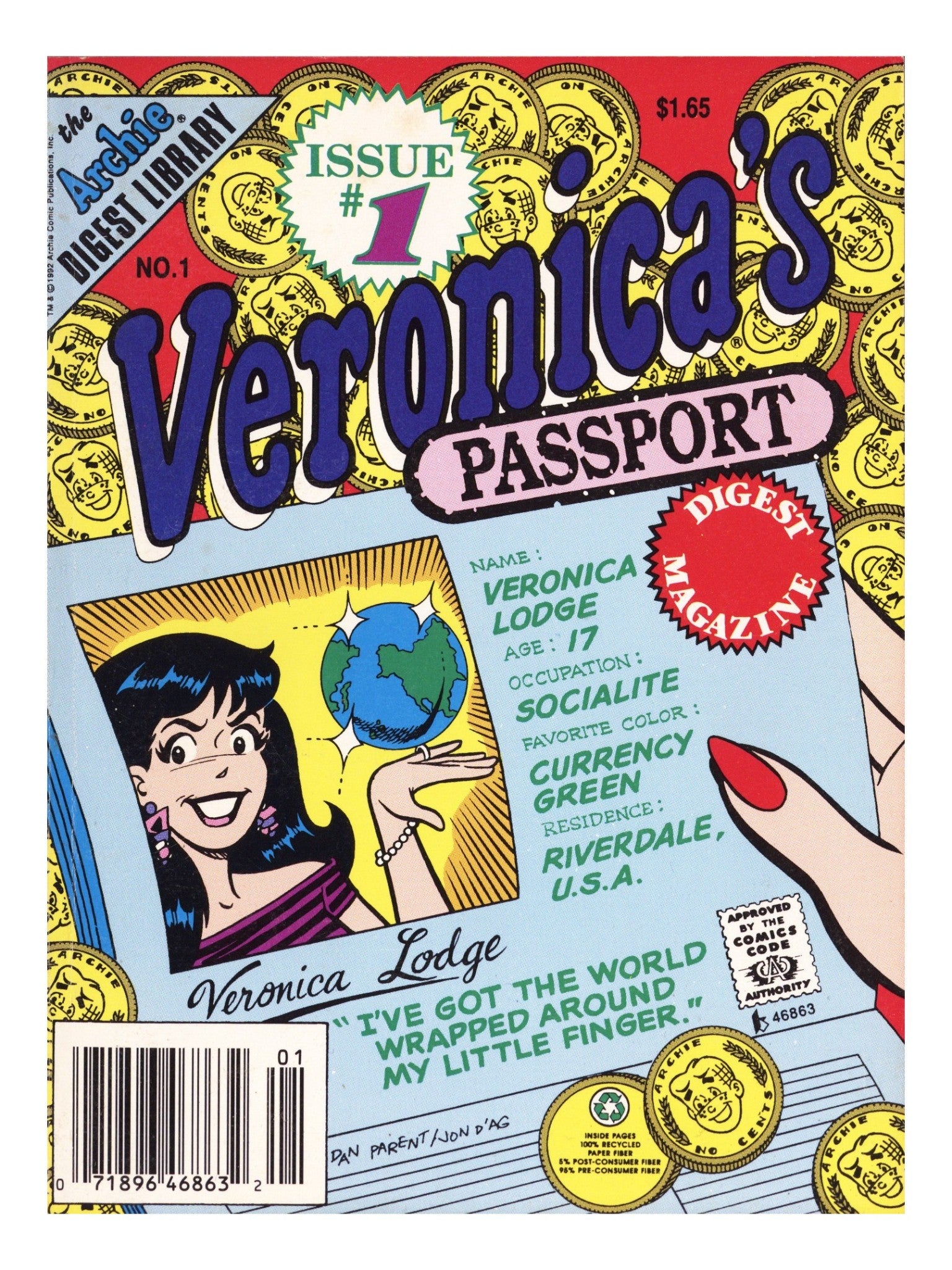 Veronica's Passport Digest Magazine 1 Mid Grade (1992) Canadian Price Variant 