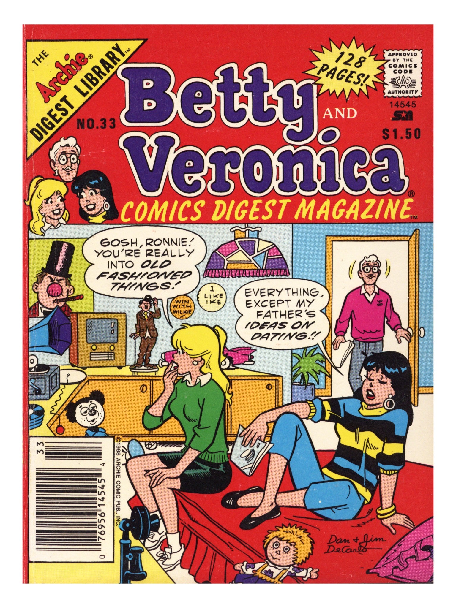 Betty and Veronica Comics Digest Magazine 33 Low Grade (1988) Canadian Price Variant 