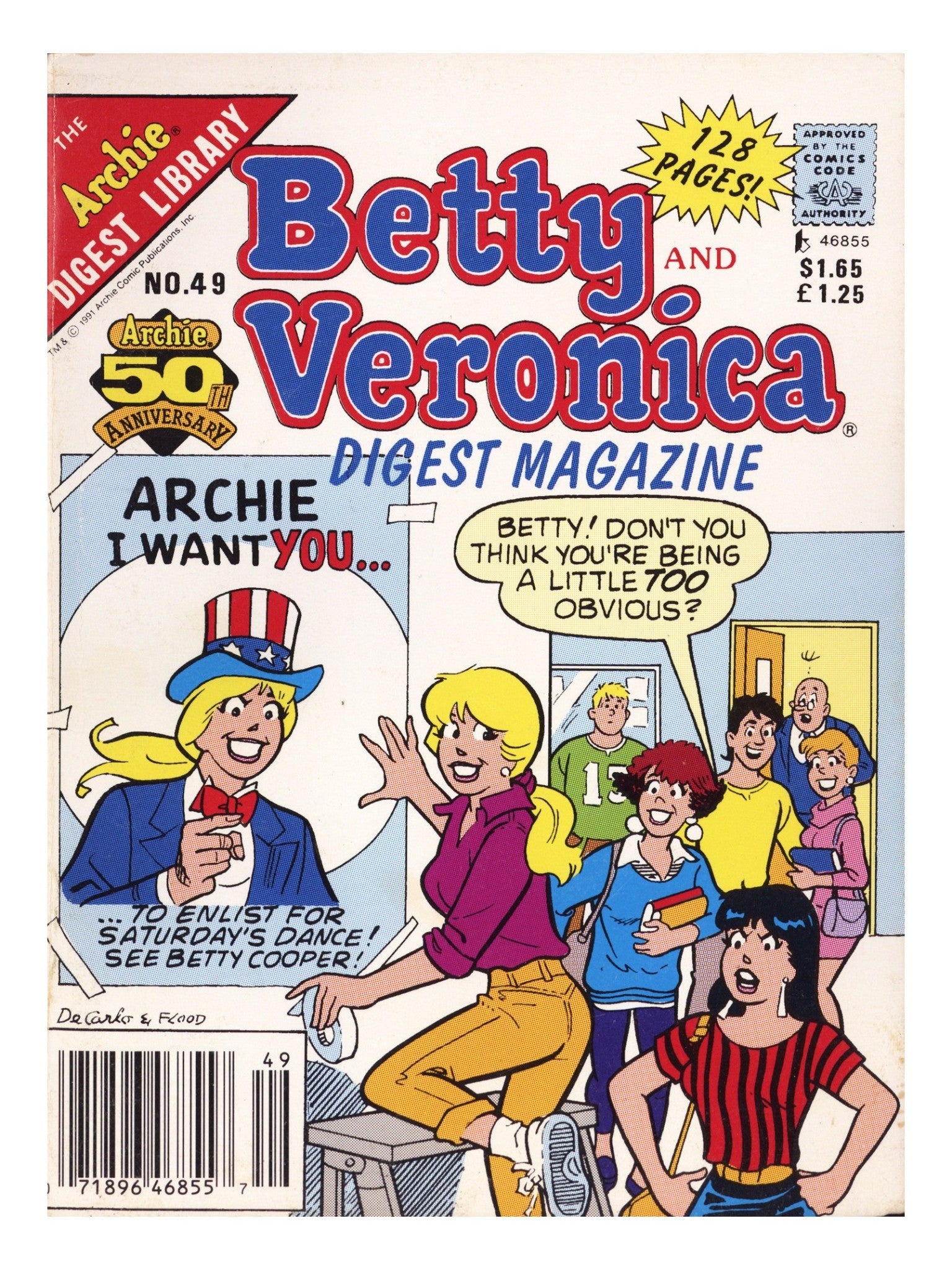 Betty and Veronica Comics Digest Magazine 49 Low Grade (1991) Canadian Price Variant 
