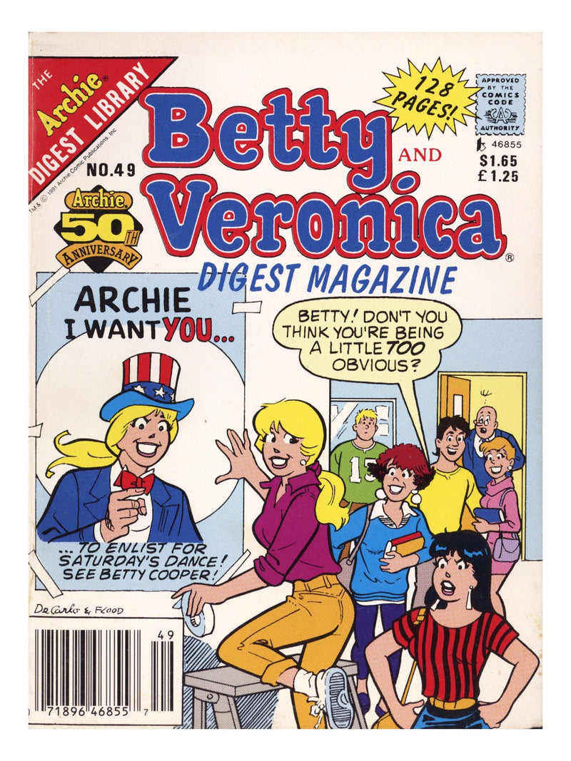 Betty and Veronica Comics Digest Magazine 49 Low Grade (1991) Canadian Price Variant 