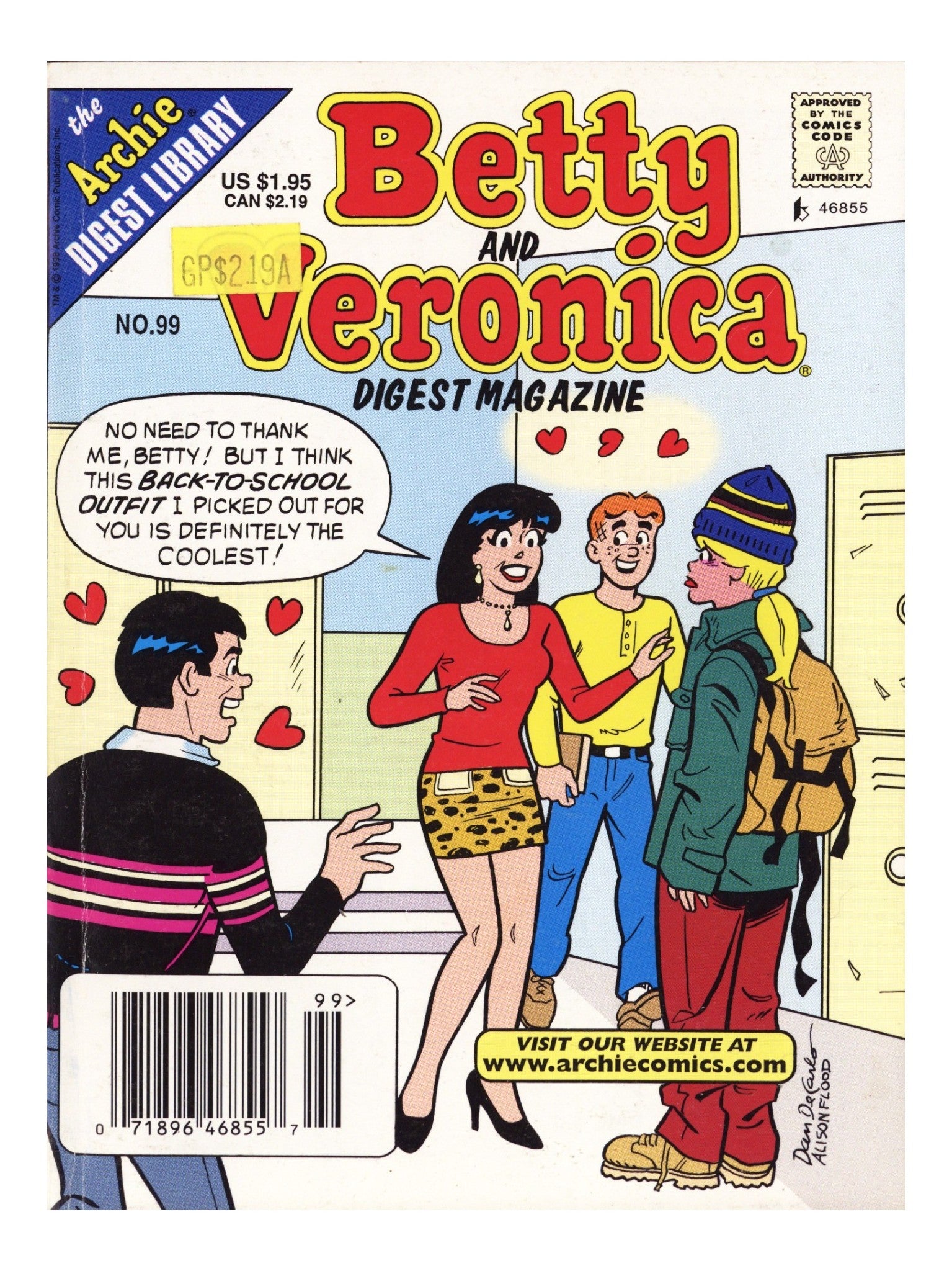 Betty and Veronica Comics Digest Magazine 99 Low Grade (1998) Newsstand 