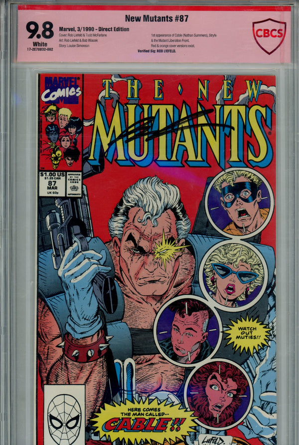 The New Mutants Vol 1 87 CBCS 9.8 (1990) Signed Rob Liefeld