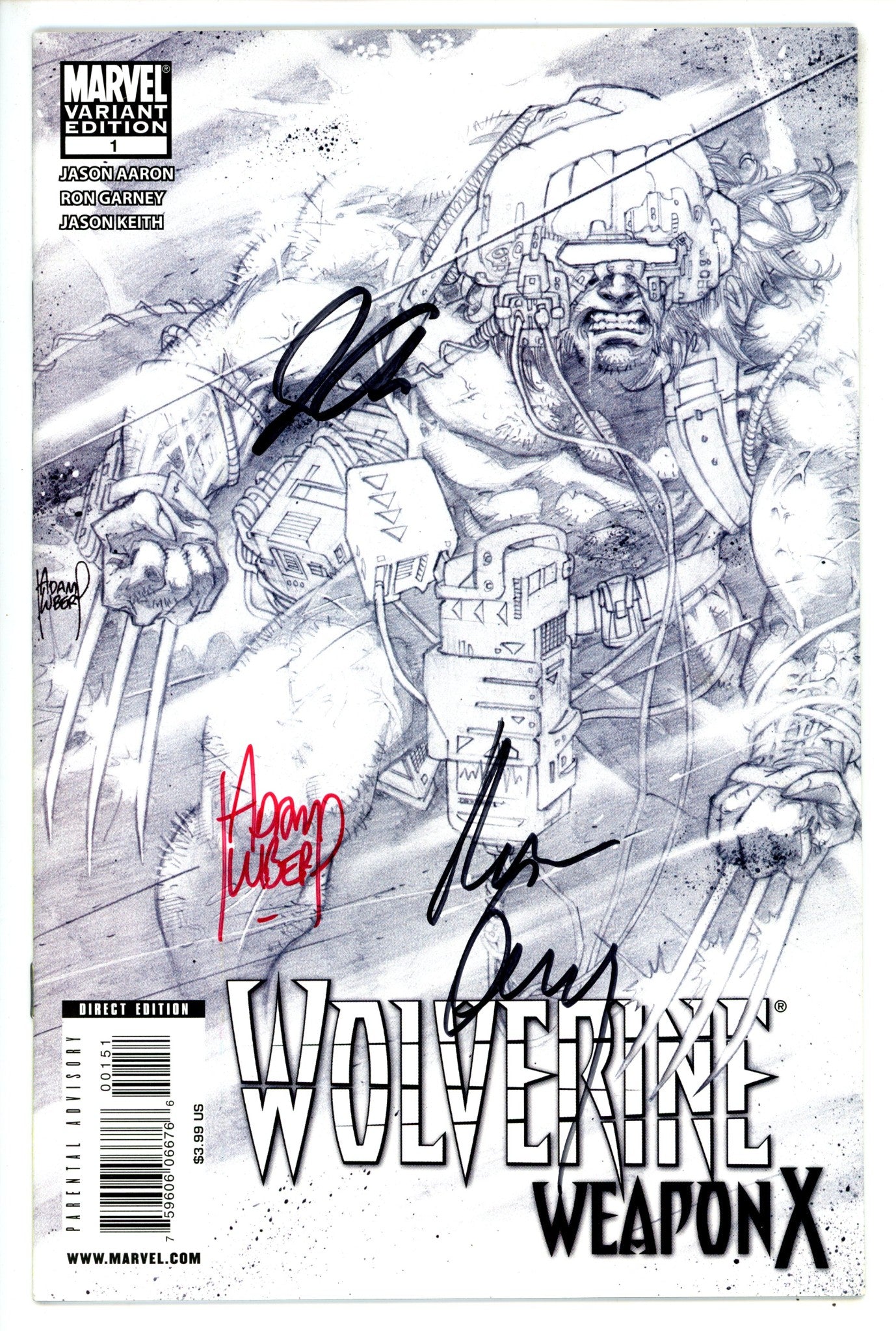 Wolverine Weapon X 1 Variant Signed Kubert, Aaron, and Garney VF