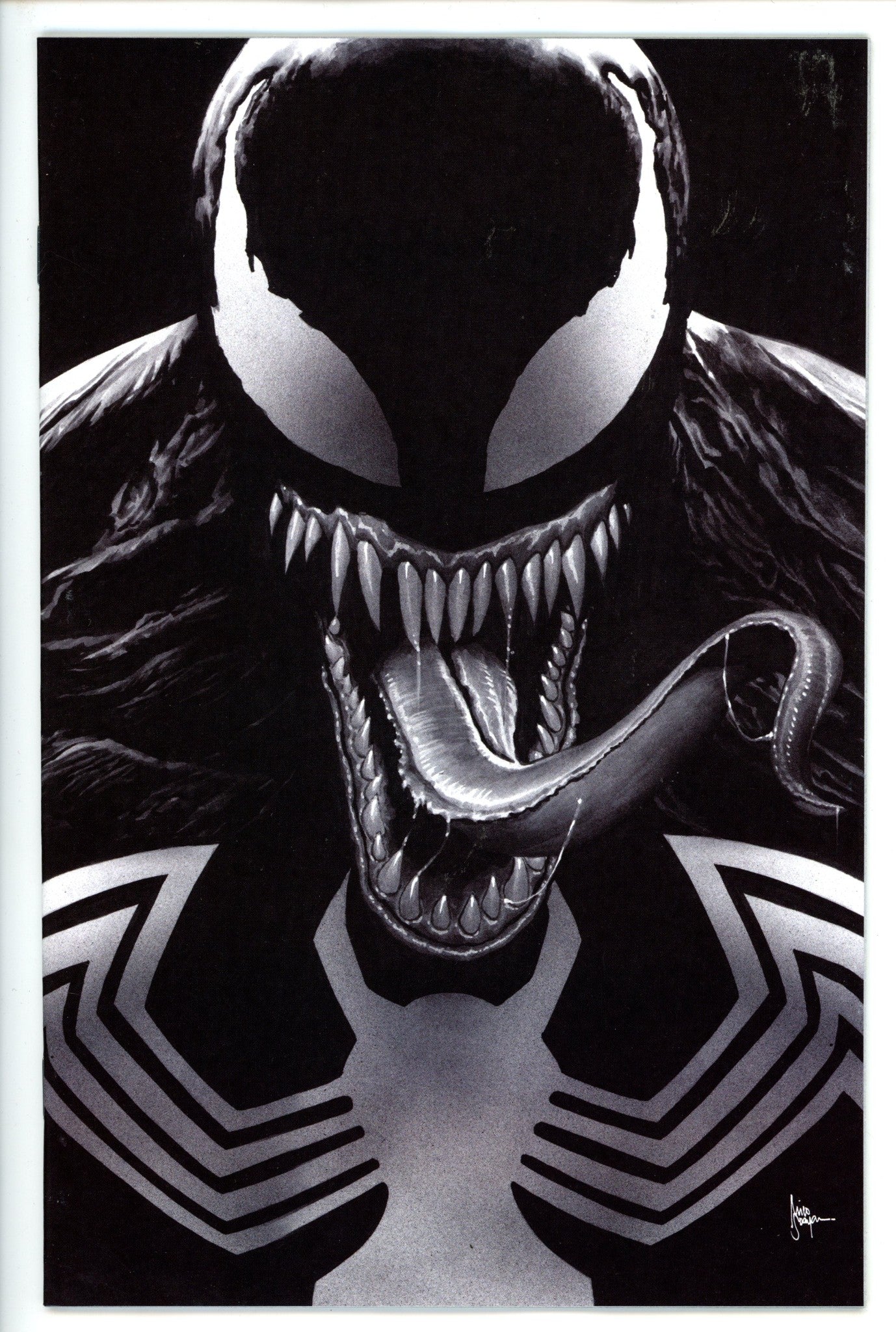 Venom Lethal Protector Vol 2 1 Suayan Black and White Virgin Variant