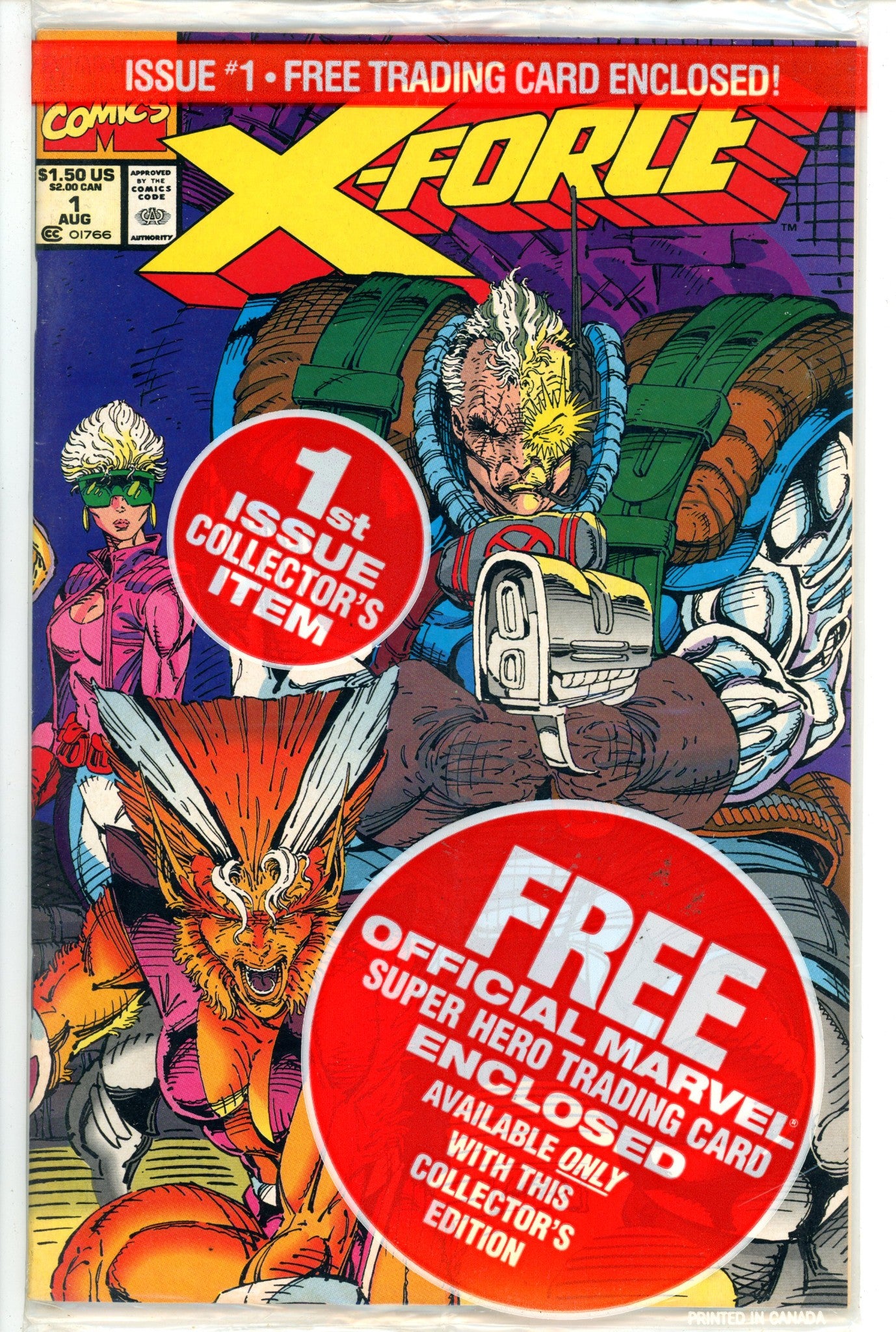 X-Force Vol 1 1 Sealed, Negative UPC, Team Card (1991)