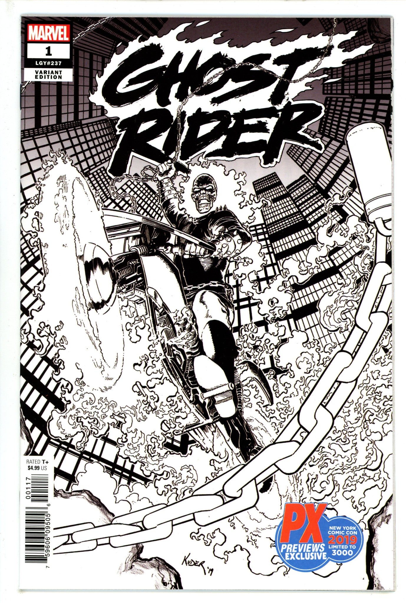 Ghost Rider Vol 8 1 (237) Kuder B&W Exclusive Variant (2019)