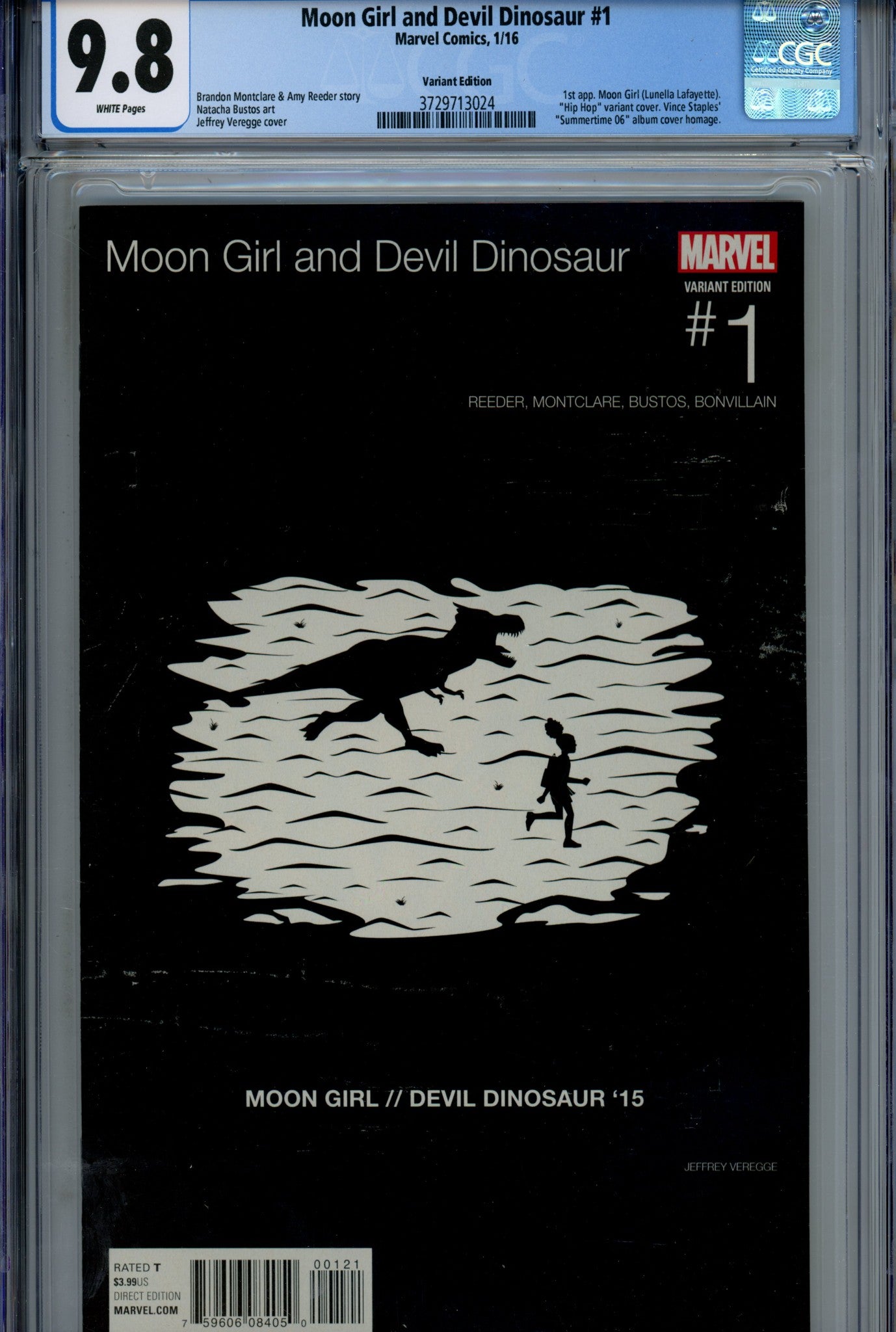 Moon Girl and Devil Dinosaur 1 Veregge Hip-Hop Variant CGC 9.8 (2015)