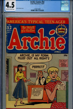 Archie Comics 52 CGC 4.5 (1951)