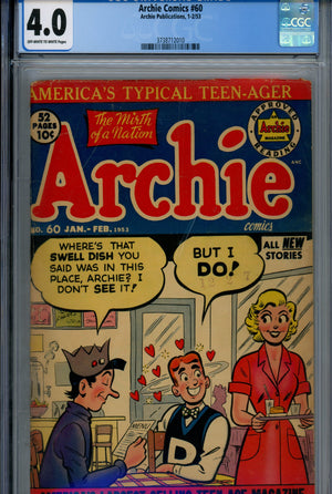 Archie Comics 60 CGC 4.0 (1953)