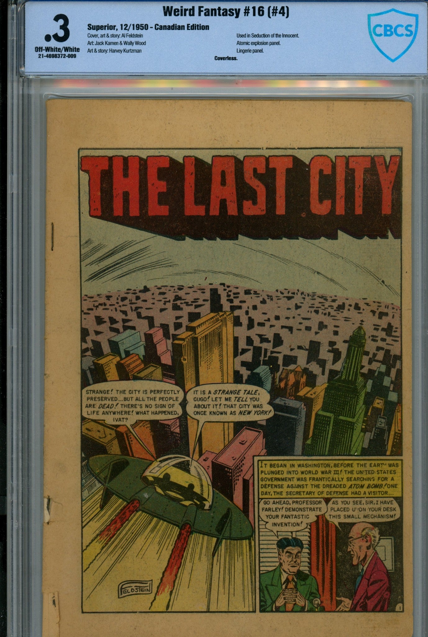 Weird Fantasy Vol 1 16 Canadian Price Variant CBCS 0.3 Coverless (1950)