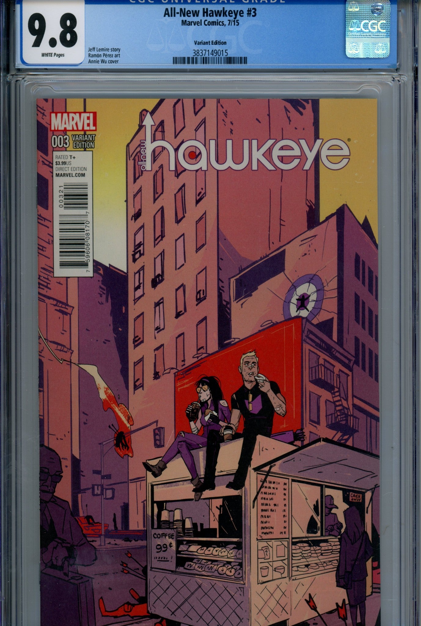 All-New Hawkeye Vol 1 3 Wu Incentive Variant CGC 9.8 (2015)
