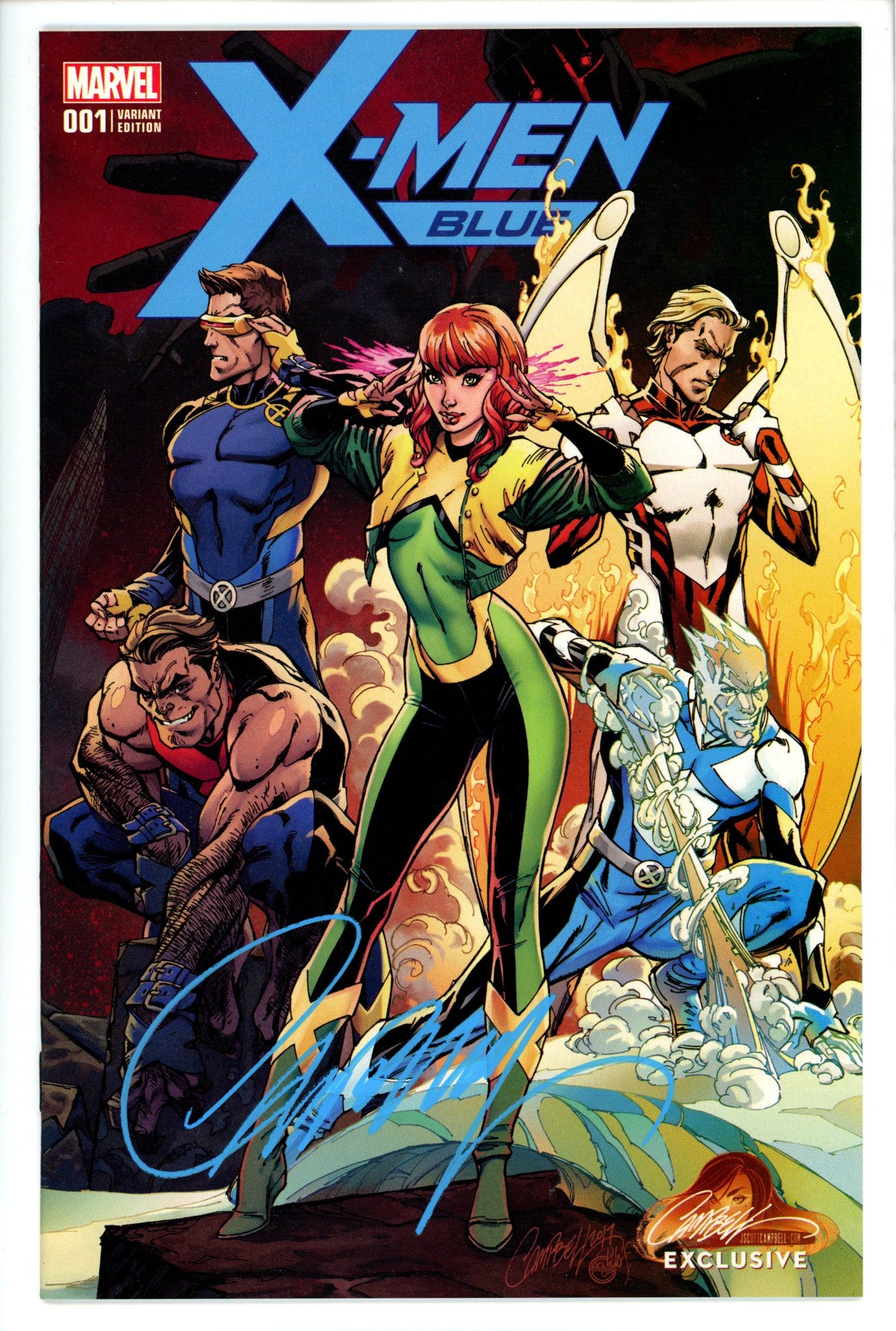 X-Men: Blue 1 Campbell Variant Signed NM+-Marvel-CaptCan Comics Inc