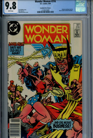Wonder Woman Vol 1 316 Canadian Price Variant CGC 9.8 (1984)