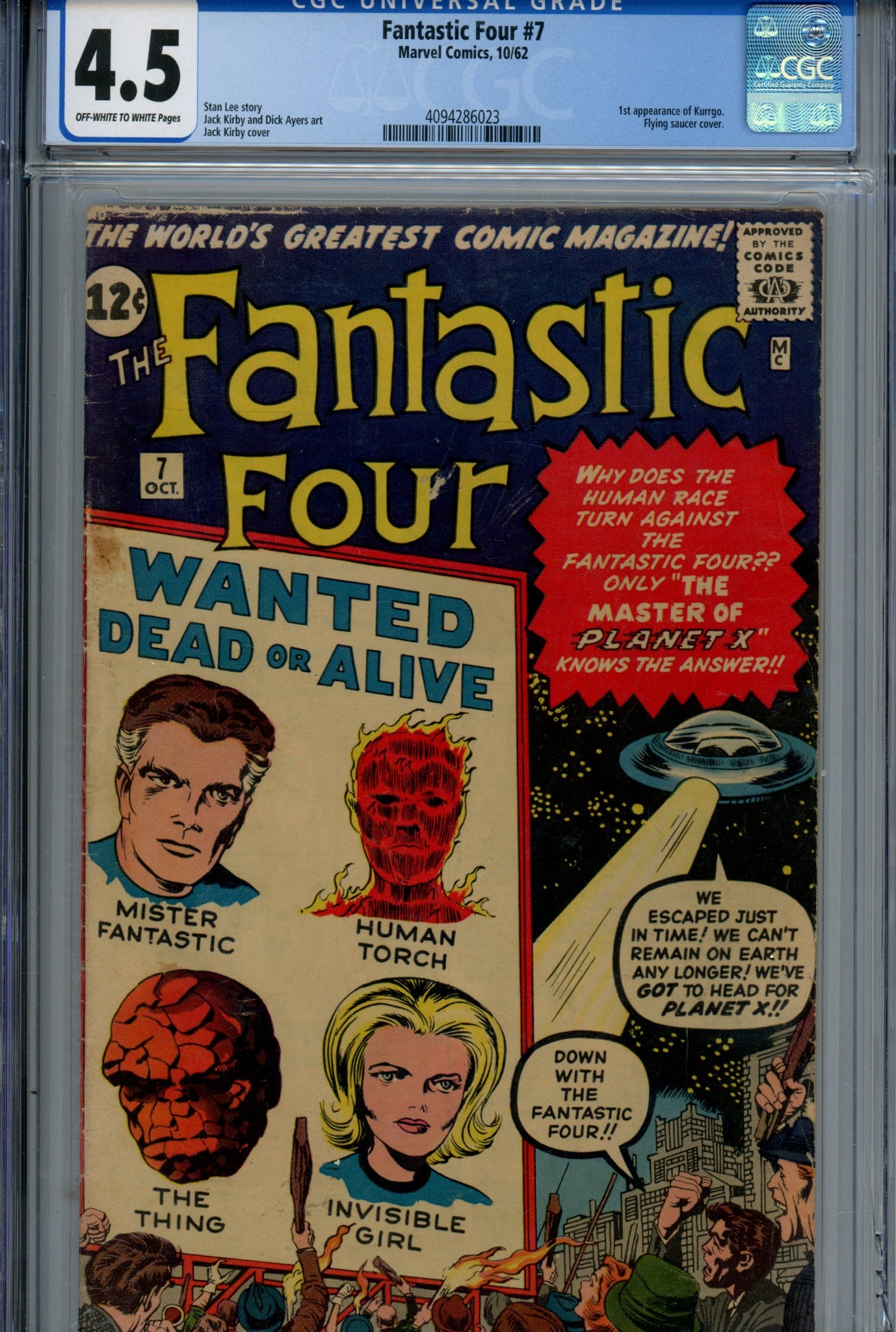 Fantastic Four Vol 1 7 CGC 4.5 (1962)