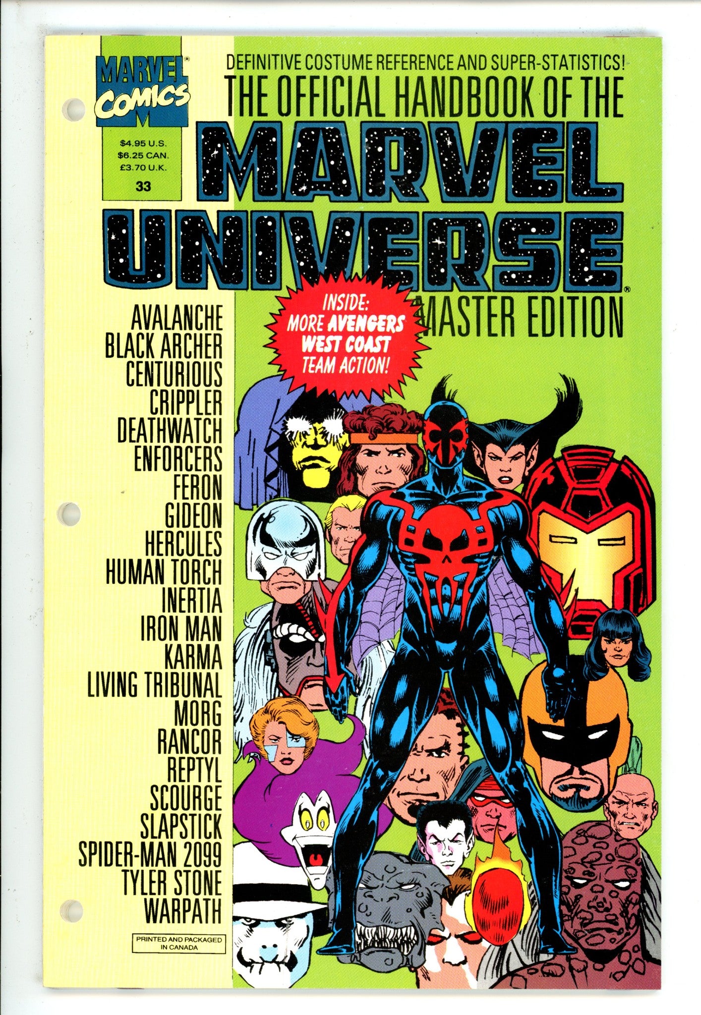 Official Handbook of the Marvel Universe Vol 33 TPB Master Edition Reference Sheets Incomplete