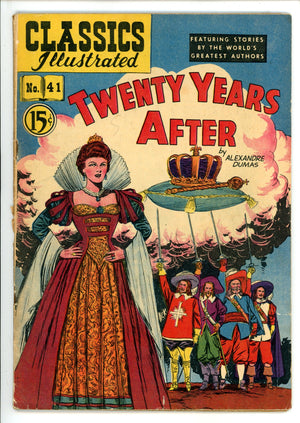 Classics Illustrated Twenty Years After 41 HRN 75 Canadian GD+
