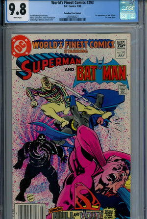 World's Finest Comics 293 Canadian Price Variant CGC 9.8 (1983)