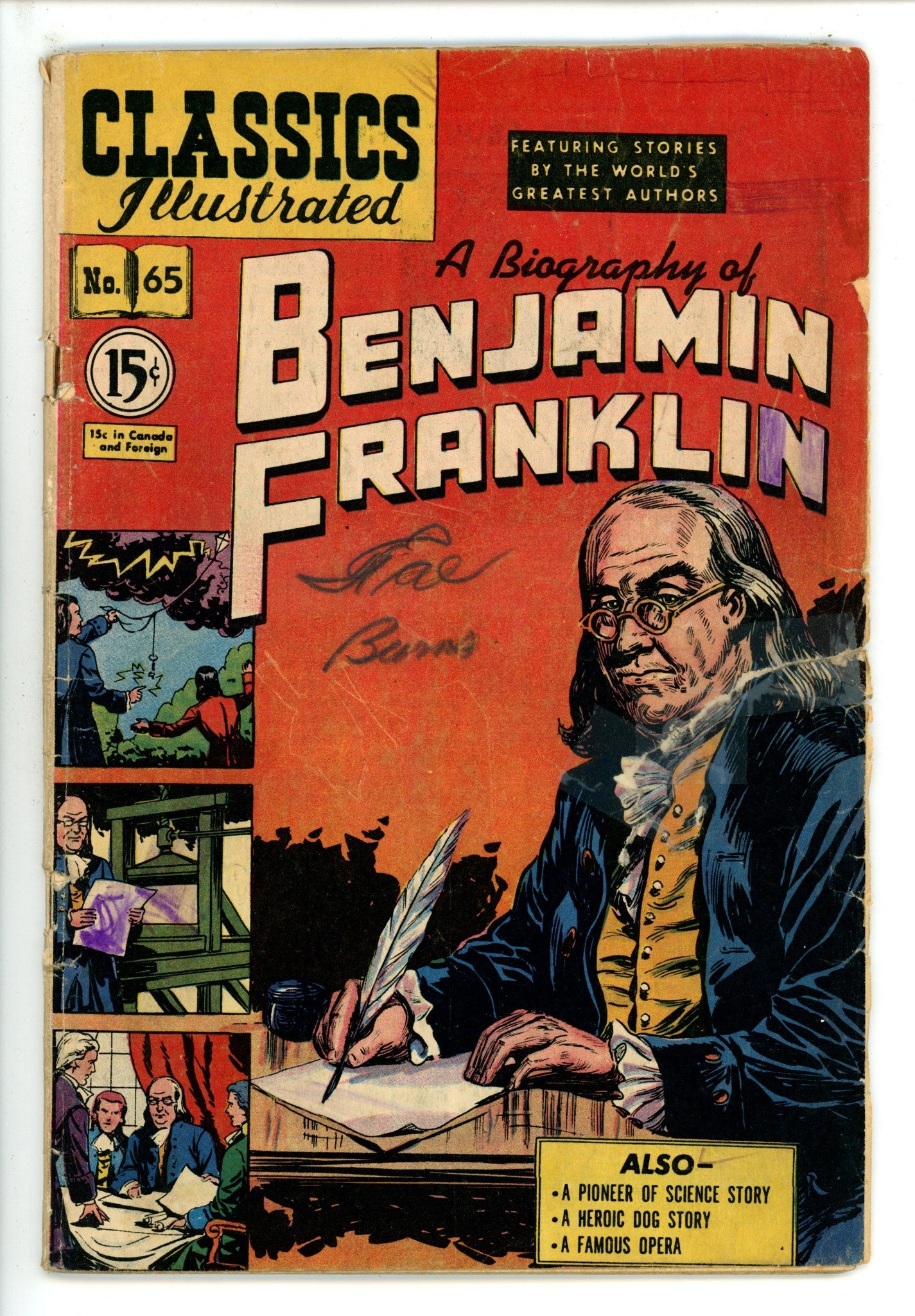 Classics Illustrated: Benjamin Franklin 65 Canadian Hrn 67 GD+ (1949)