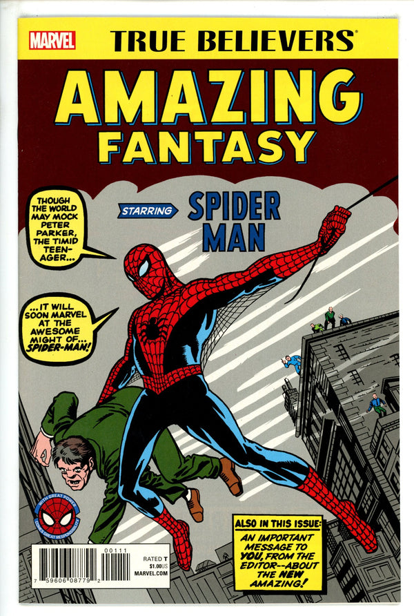 True Believers: Amazing Fantasy Starring Spider-Man 1 VF/NM (2017)