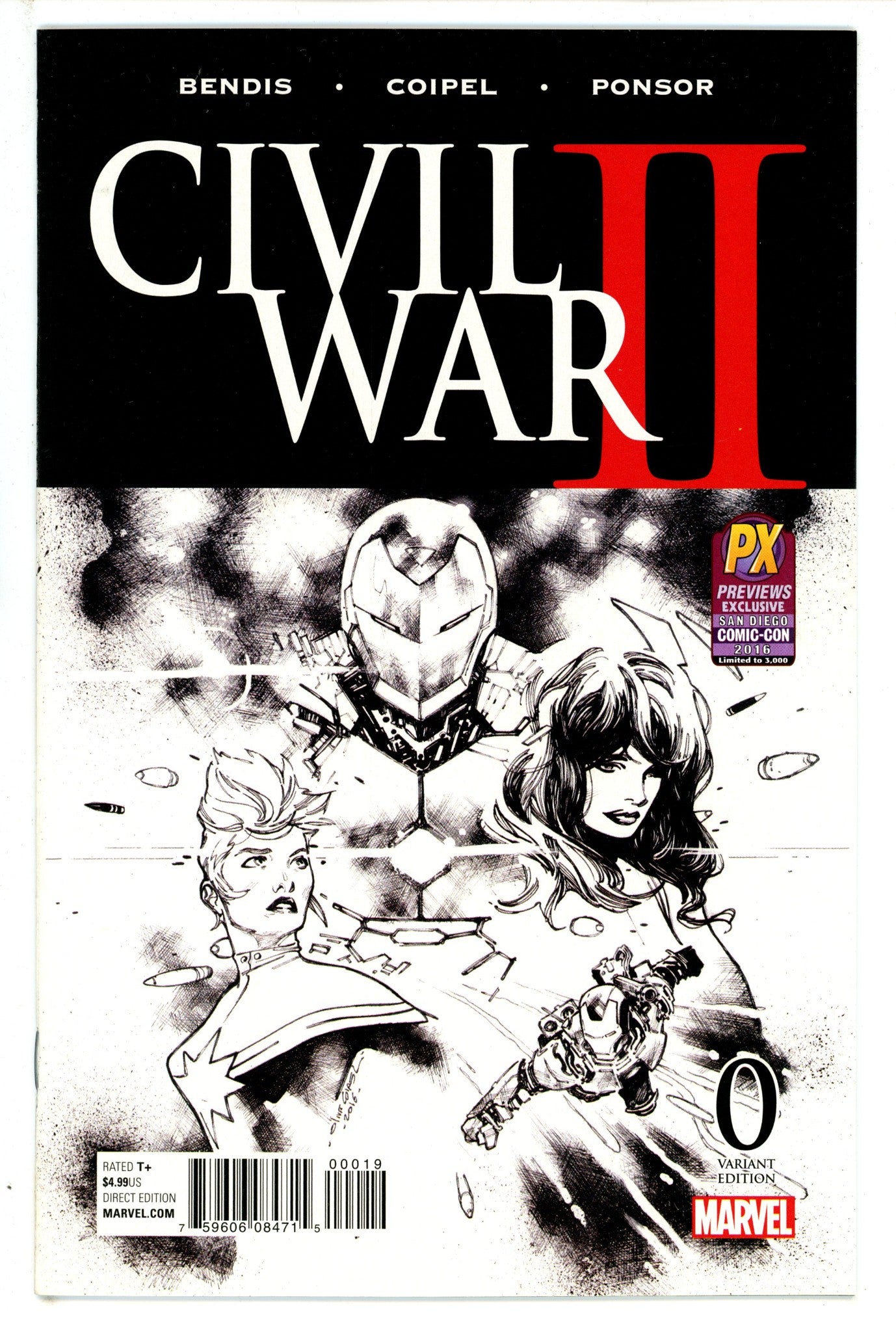 Civil War II 0 Coipel SDCC B&W Exclusive Variant (2016)