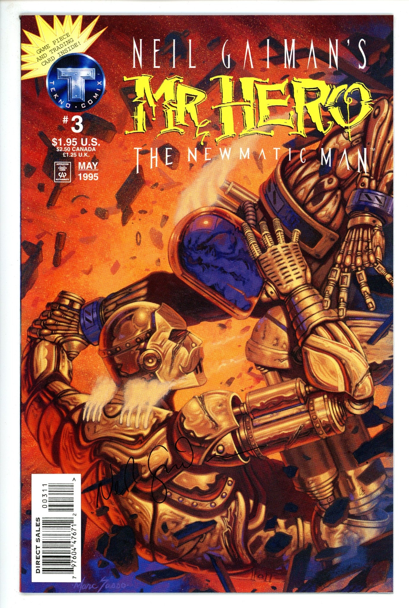 Neil Gaimen's Mr. Hero - The Newmatic Man  3 Signed Gaimen VF/NM