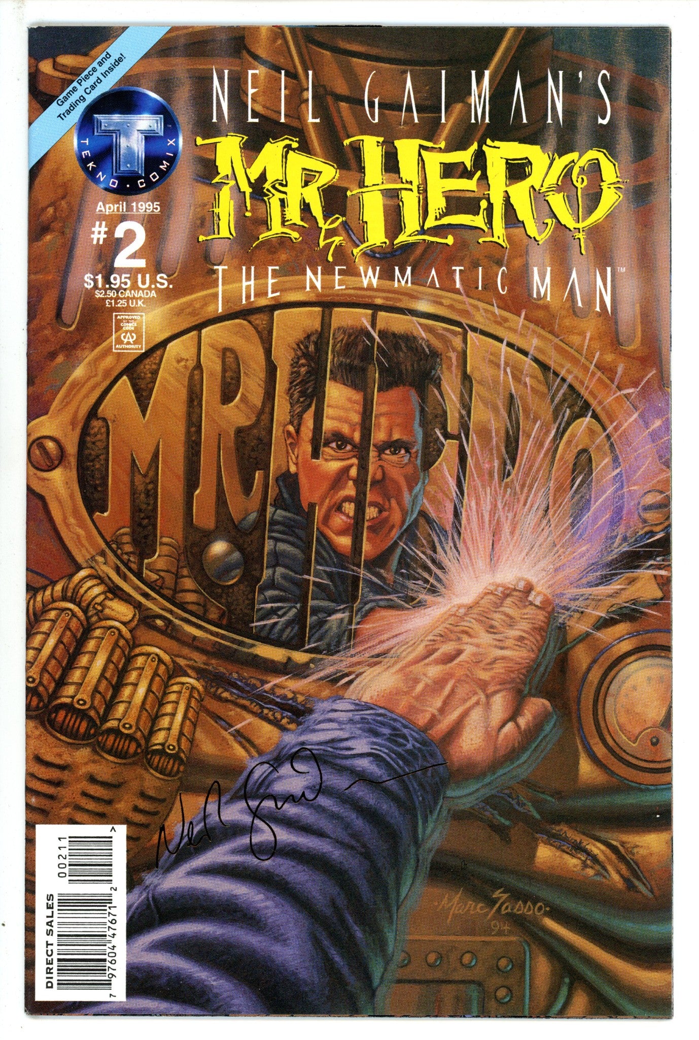 Mr. Hero: The Newmatic Man 2 Stamped Neil Gaiman VF (1995)