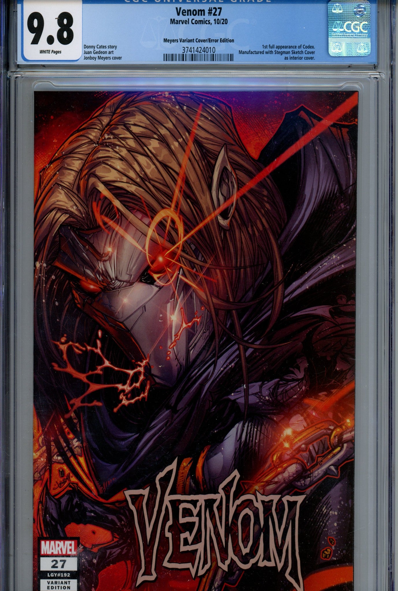 Venom Vol 4 27 Meyers Exclusive Variant CGC 9.8 Error Edition (2020)